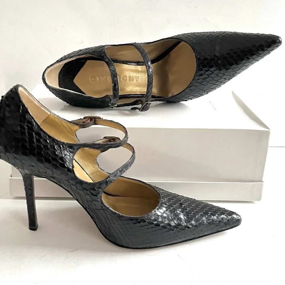 Givenchy black python Mary Jane heels 37.5